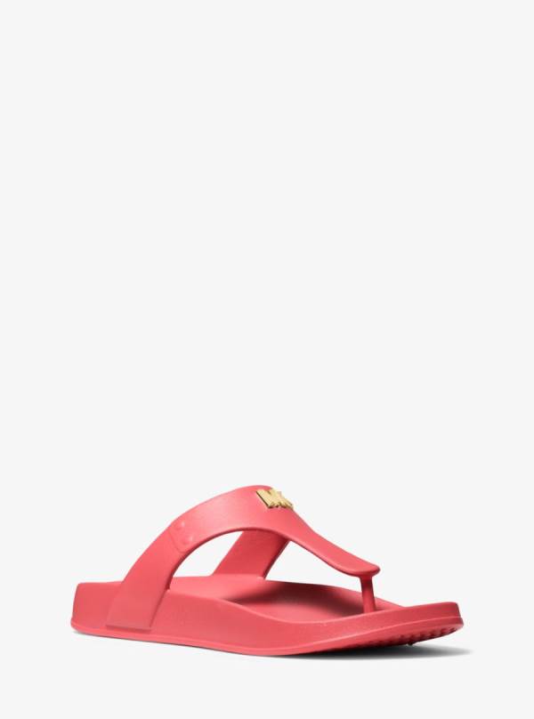 Damske Zabky Michael Kors Linsey Logo Rubber T-Strap Sandal Svetlo Červené - Topanky Michael Kors Vypredaj | RFCYN-8423